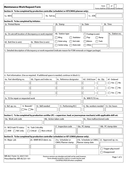 WR-ALC Form 12  Printable Pdf