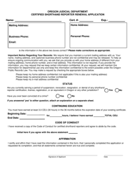 Certified Shorthand Reporter Renewal Application - Oregon, Page 2
