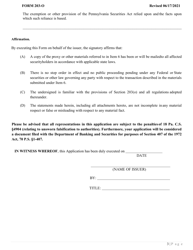 Form 203-O Application Under Section 203(O) of the Pennsylvania Securities Act of 1972 - Pennsylvania, Page 5