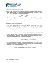 Form 210 Application Under Section 210 of the Pennsylvania Securities Act of 1972 for Retroactive Registration of Investment Company Securities - Pennsylvania, Page 4