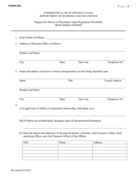 Form RO Request for Waiver of Procedures Under Regulation 504.060(B) Rescission Offers - Pennsylvania, Page 4