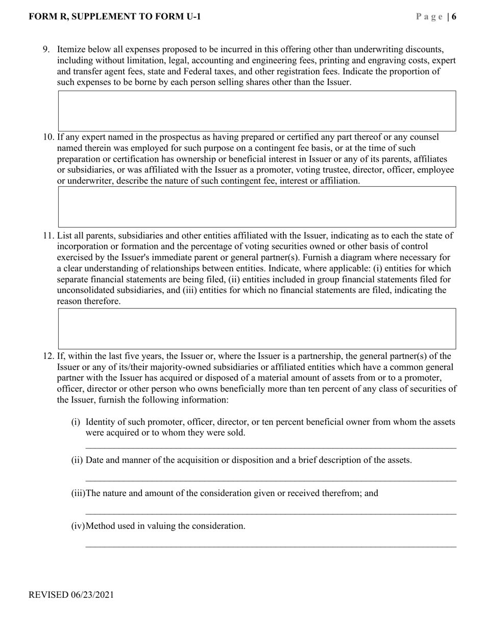 Form R Application to Register Securities Under the Pennsylvania Securities Act of 1972 - Pennsylvania, Page 9