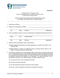 Form TDL-1 Takeover Offer or Report Regarding Participating Broker-Dealer and Affiliate Transactions With the Target Company - Pennsylvania, Page 2