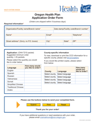 Form OHA6625 Oregon Health Plan Application Order Form - Oregon