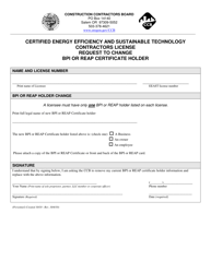 Document preview: Certified Energy Efficiency and Sustainable Technology Contractors License Request to Change Bpi or Reap Certificate Holder - Oregon
