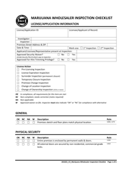 Document preview: Marijuana Wholesaler Inspection Checklist - Oregon