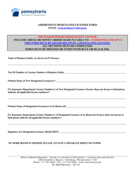 Document preview: Add/Remove Designated Licensee Form - Pennsylvania