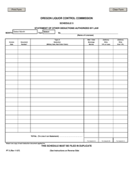 Document preview: Form PT5 Schedule 5 Statement of Other Deductions Authorized by Law - Oregon