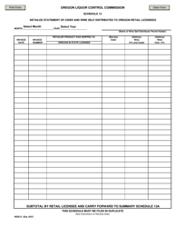 Form WSD13 Schedule 13 Detailed Statement of Cider and Wine Self Distributed to Oregon Retail Licensees - Oregon