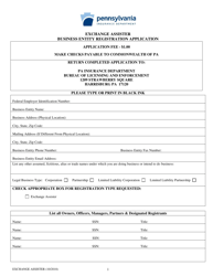 Exchange Assister Business Entity Registration Application - Pennsylvania