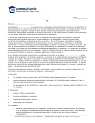 Inmate Reception Letter - Pennsylvania (Spanish)
