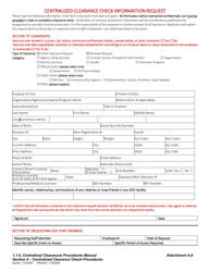 Document preview: Attachment 4-A Centralized Clearance Check Information Request - Pennsylvania