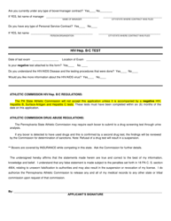 Form OSOC-103-1-73 Application for Boxer License - Pennsylvania, Page 2