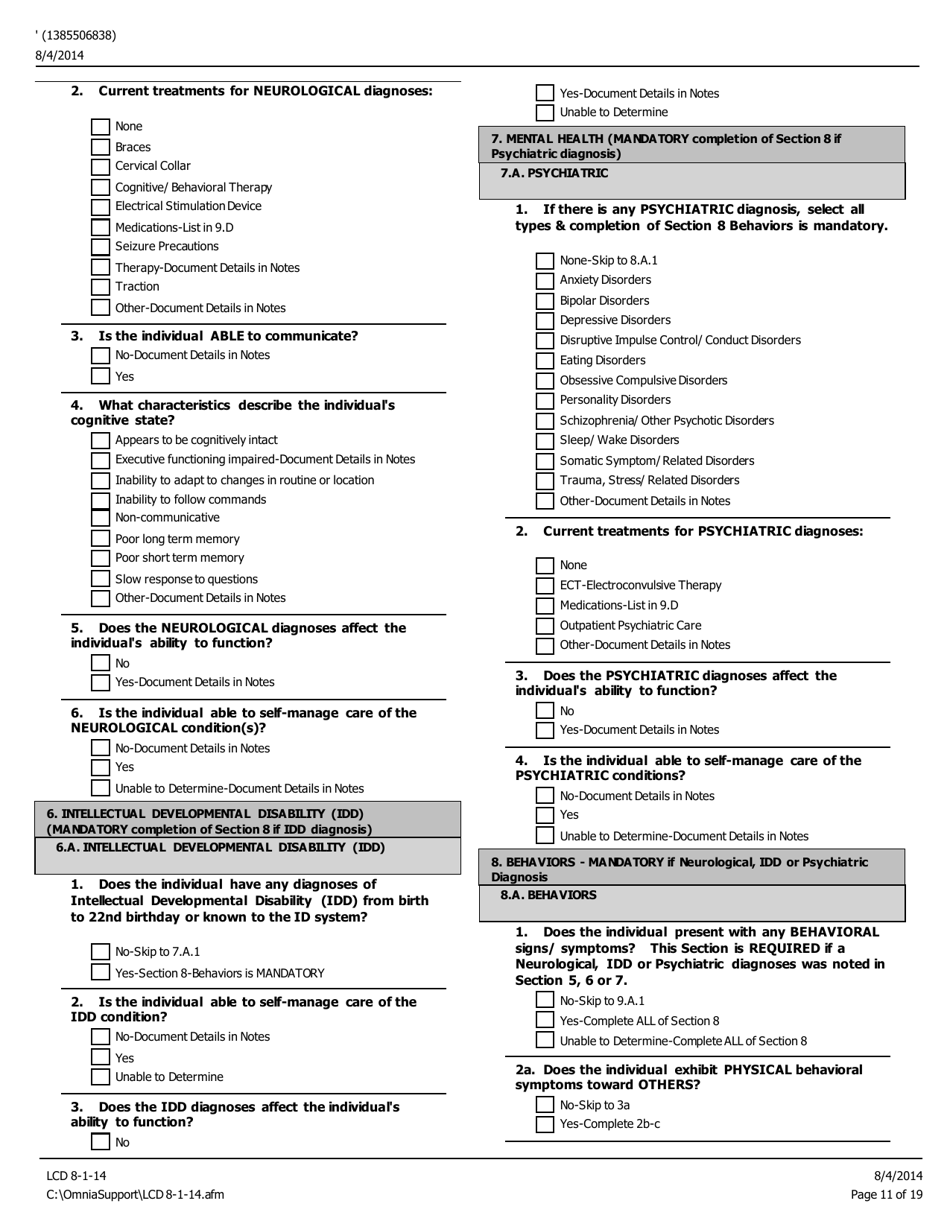 Level of Care Determination (Lcd) - Pennsylvania, Page 11