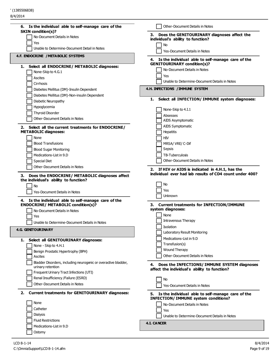 Level of Care Determination (Lcd) - Pennsylvania, Page 9