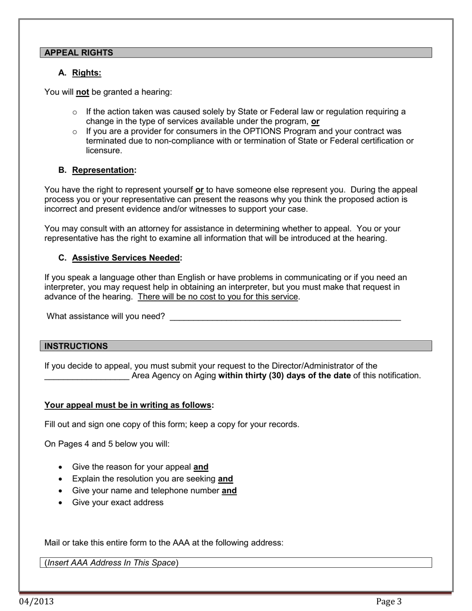 Provider - Adverse Action Notice and Appeal Instructions - Pennsylvania, Page 3