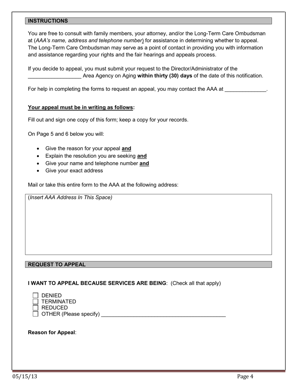 Consumer - Adverse Action Notice and Appeal Instructions - Pennsylvania, Page 4