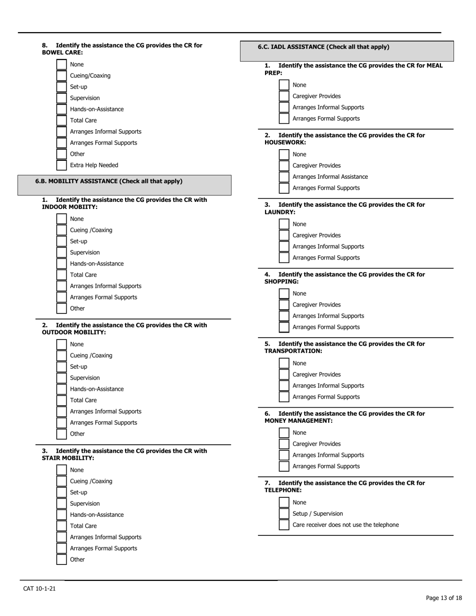 Caregiver Assessment Tool (Cat) - Pennsylvania, Page 13