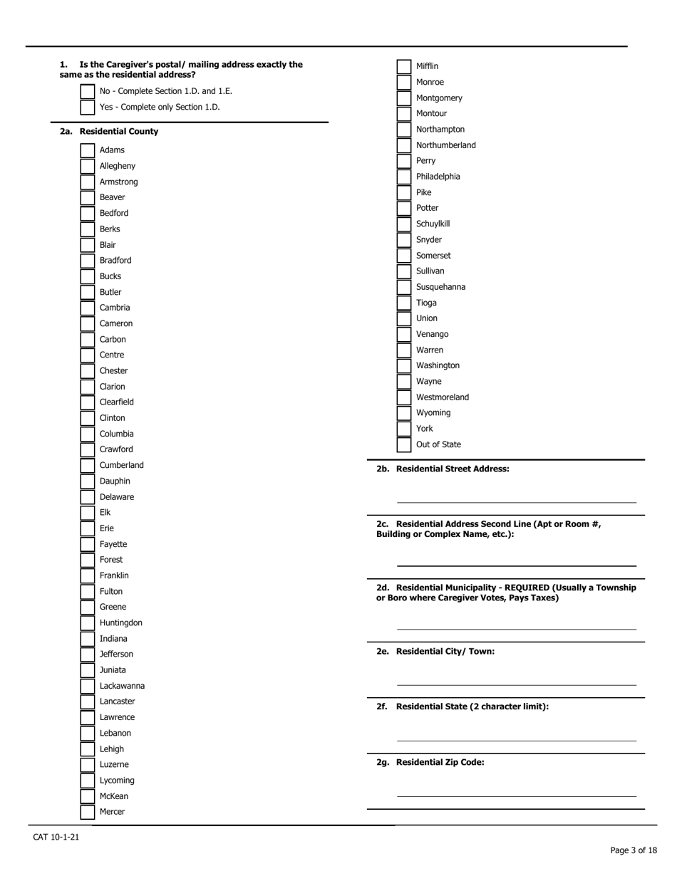 Caregiver Assessment Tool (Cat) - Pennsylvania, Page 3