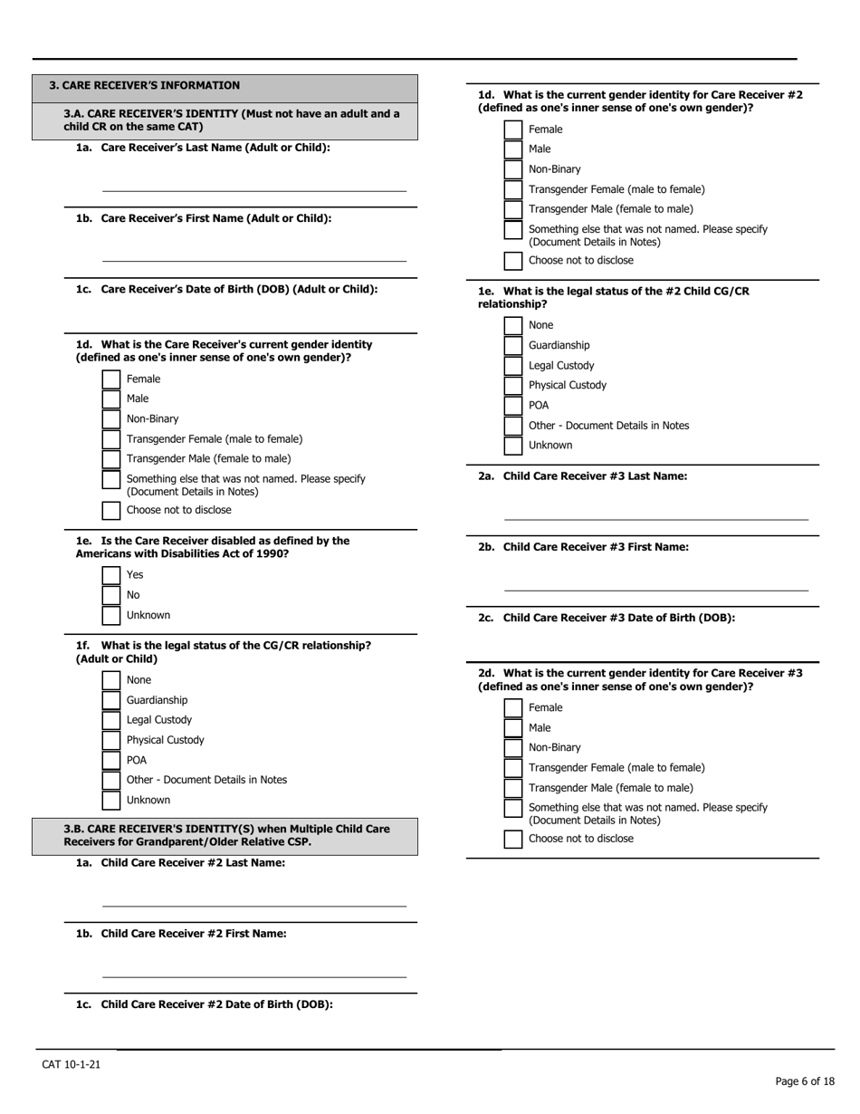 Caregiver Assessment Tool (Cat) - Pennsylvania, Page 6