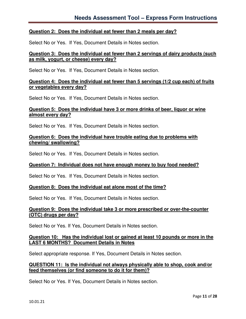 Instructions for Needs Assessment Tool - Express (Nat-E) - Pennsylvania, Page 11