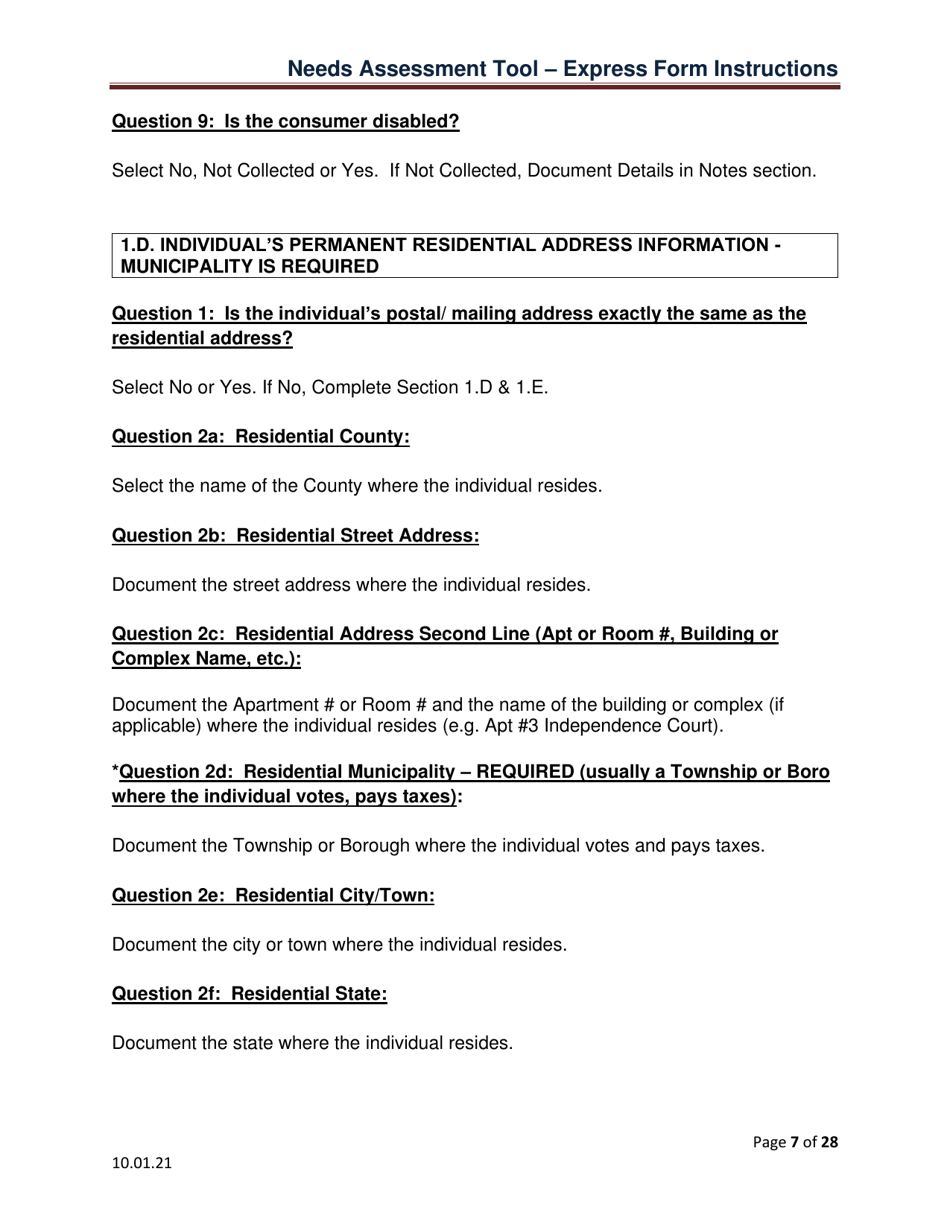 Instructions for Needs Assessment Tool - Express (Nat-E) - Pennsylvania, Page 7
