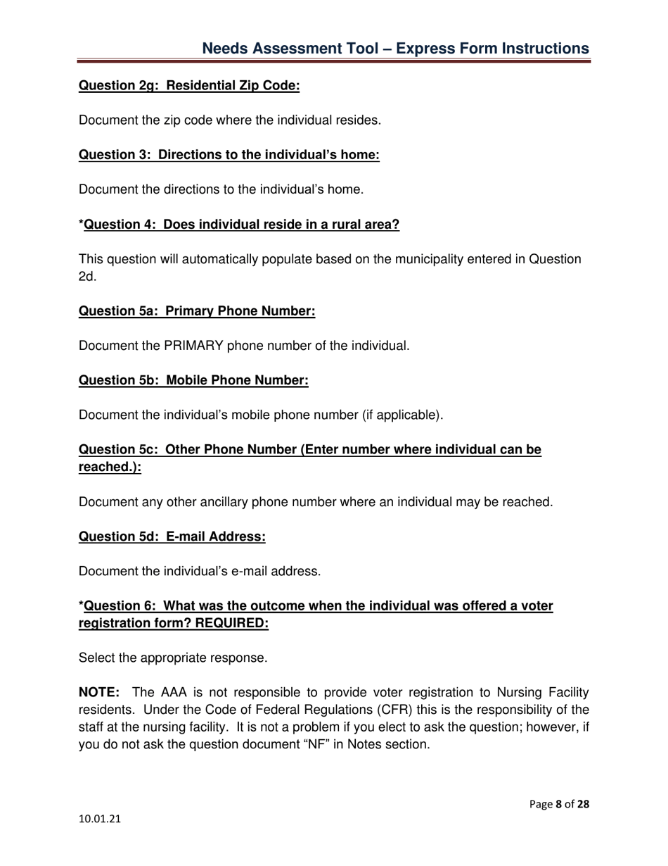 Instructions for Needs Assessment Tool - Express (Nat-E) - Pennsylvania, Page 8