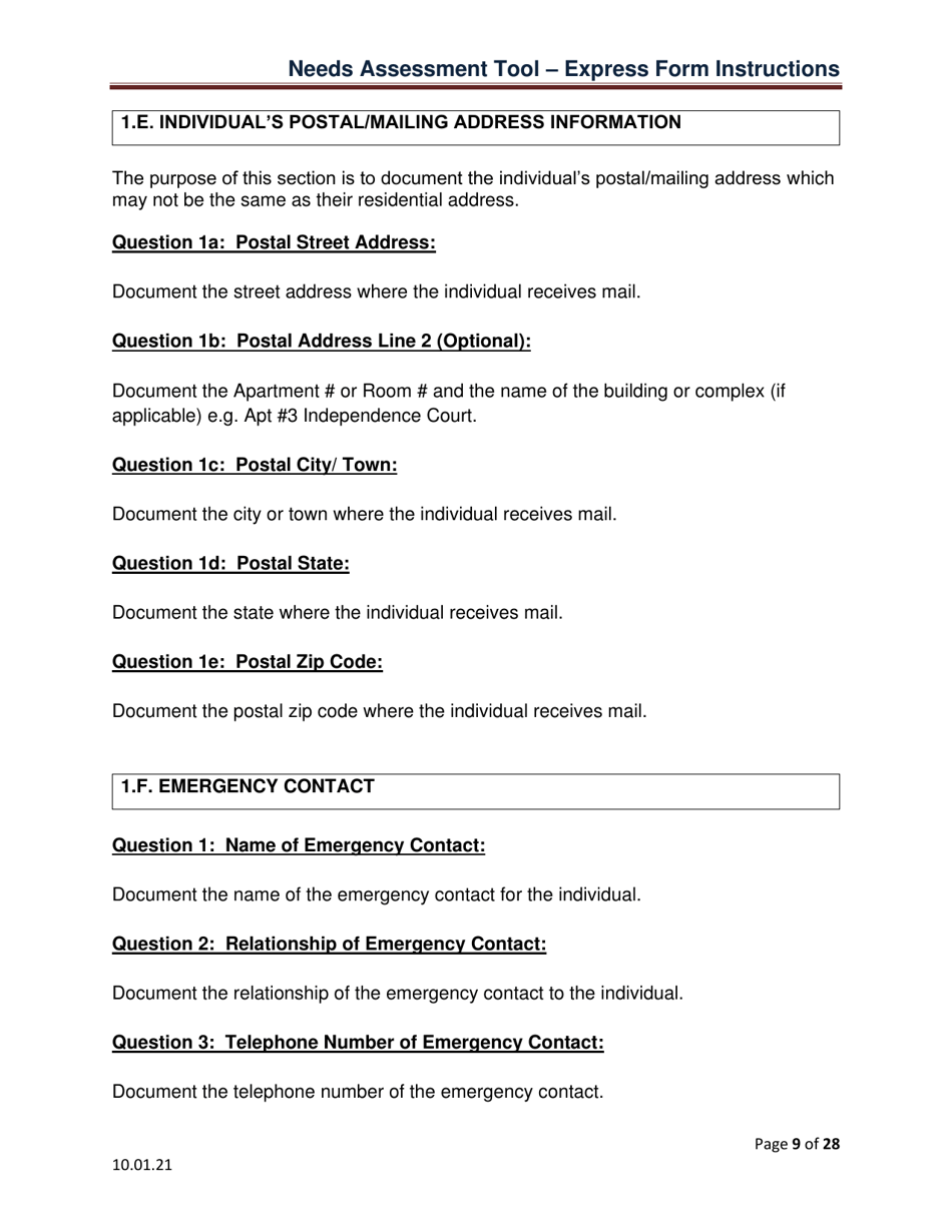 Instructions for Needs Assessment Tool - Express (Nat-E) - Pennsylvania, Page 9