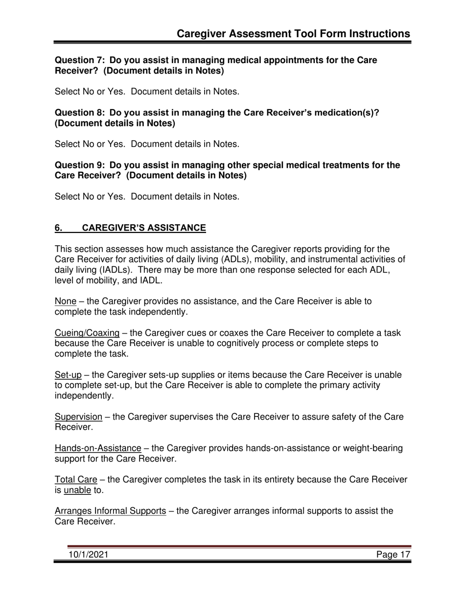 Instructions for Caregiver Assessment Tool (Cat) - Pennsylvania, Page 17