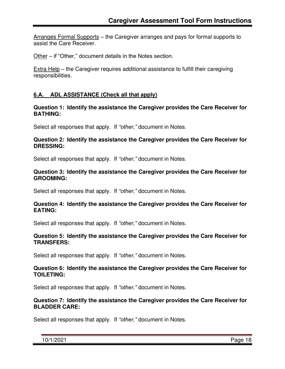 Instructions for Caregiver Assessment Tool (Cat) - Pennsylvania, Page 18