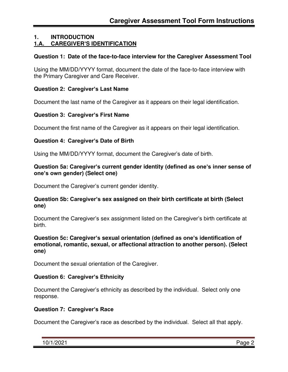 Instructions for Caregiver Assessment Tool (Cat) - Pennsylvania, Page 2