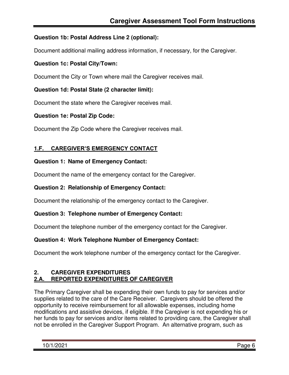 Instructions for Caregiver Assessment Tool (Cat) - Pennsylvania, Page 6