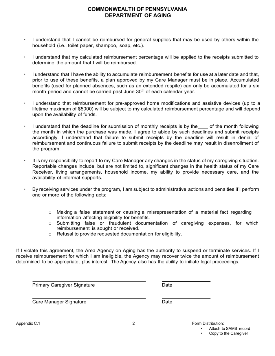 Appendix C.1 Conditions of Participation / Certificate of Accountability - Caregiver Support Program - Pennsylvania, Page 2