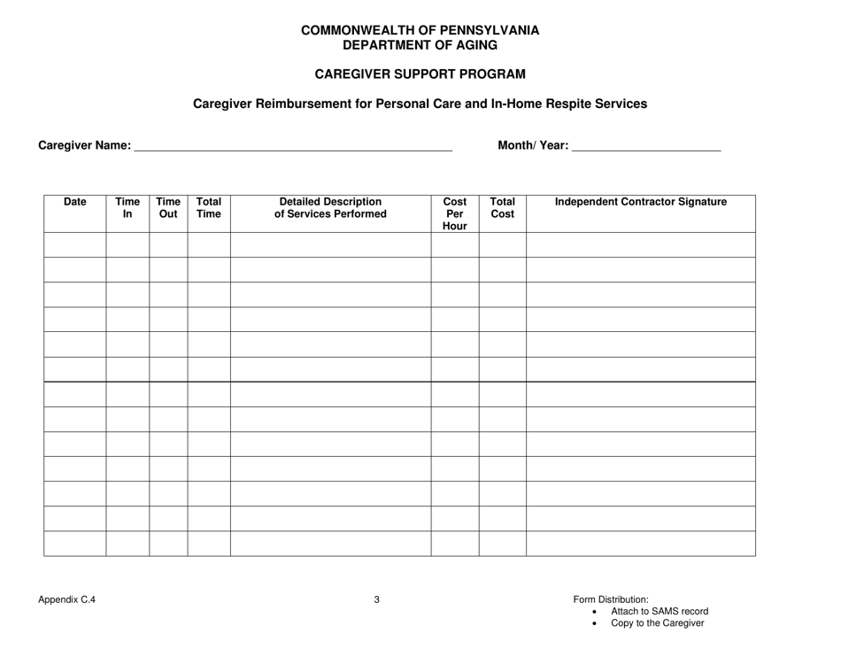 Appendix C.4 Caregiver Reimbursement for Personal Care and in-Home Respite Services - Caregiver Support Program - Pennsylvania, Page 3