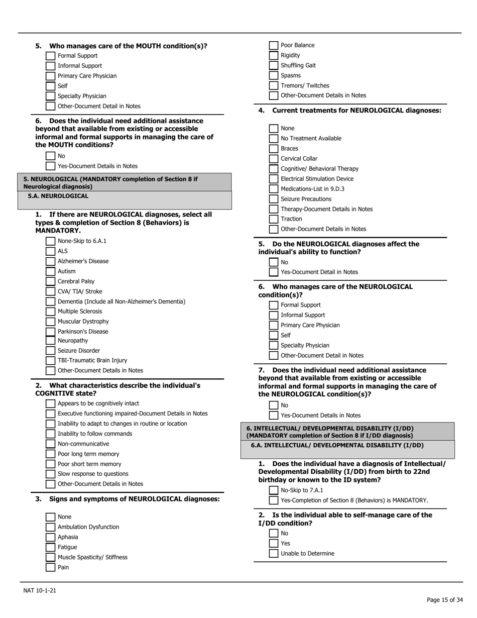 Needs Assessment Tool (Nat) - Pennsylvania, Page 15