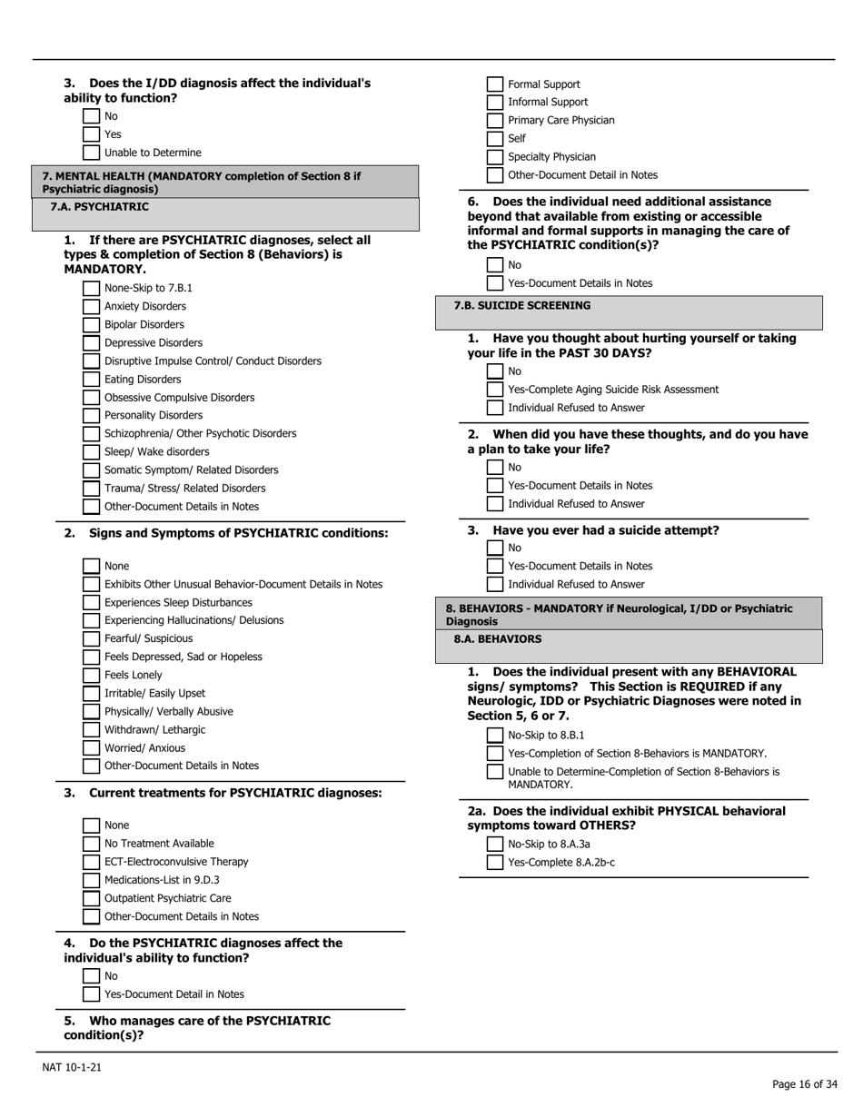 Needs Assessment Tool (Nat) - Pennsylvania, Page 16