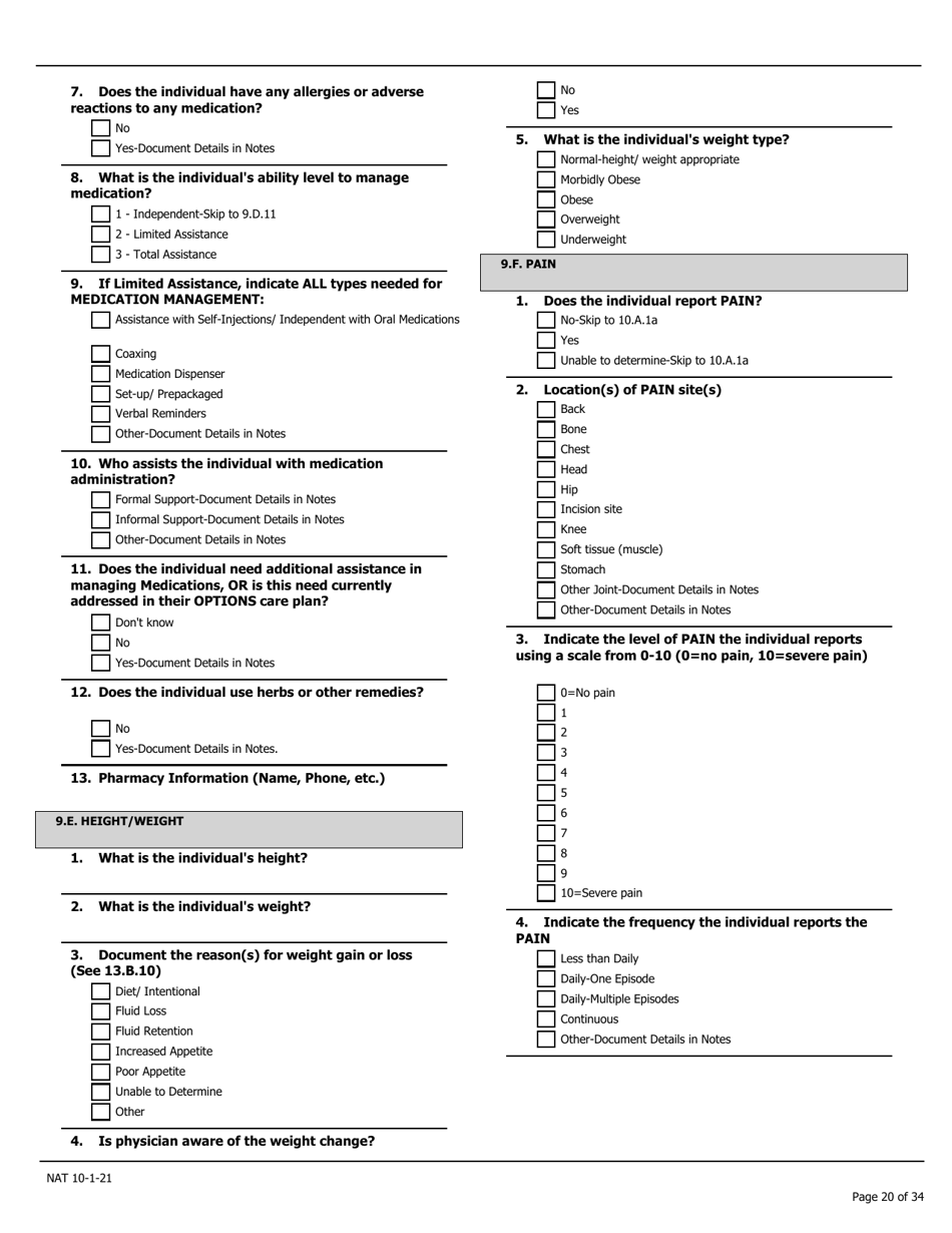 Needs Assessment Tool (Nat) - Pennsylvania, Page 20