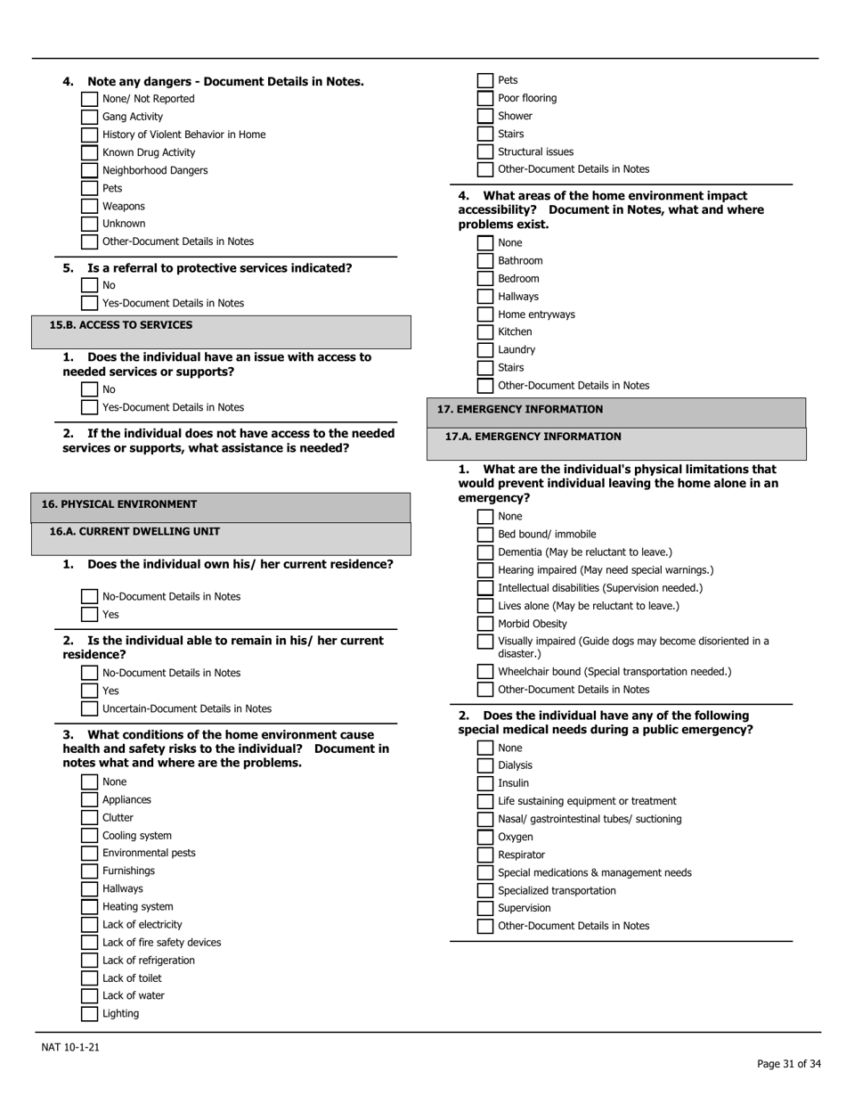 Needs Assessment Tool (Nat) - Pennsylvania, Page 31