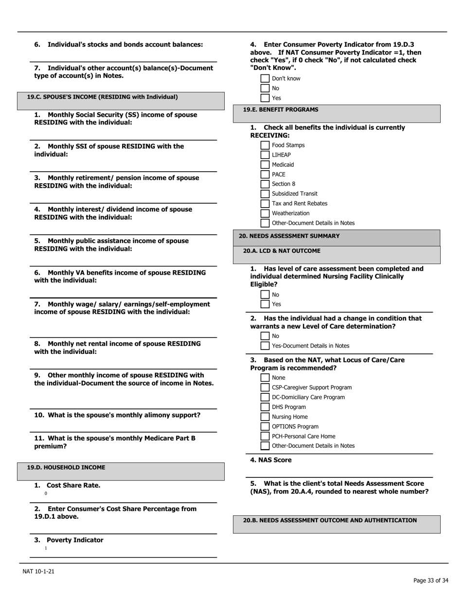 Needs Assessment Tool (Nat) - Pennsylvania, Page 33