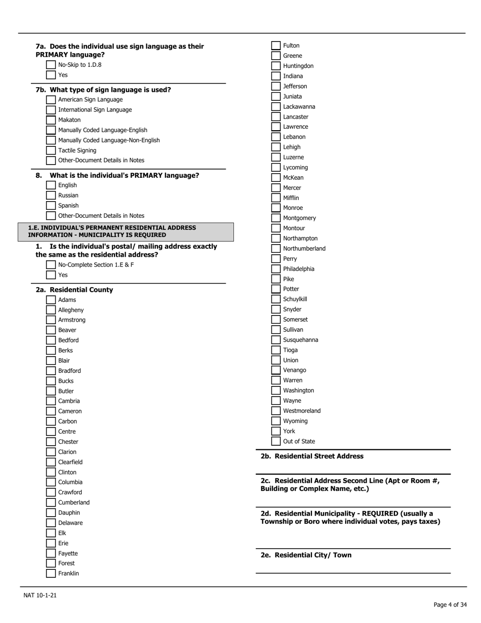 Needs Assessment Tool (Nat) - Pennsylvania, Page 4