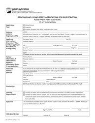 Form LIBU-32 &quot;Bedding and Upholstery Application for Registration&quot; - Pennsylvania