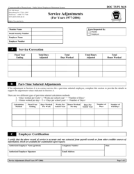 Form PSRS-726 Service Adjustments (For Years 1977-2004) - Pennsylvania, Page 3