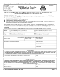Form PSRS-1270 &quot;Psers Employer Reporting Systems User Access&quot; - Pennsylvania