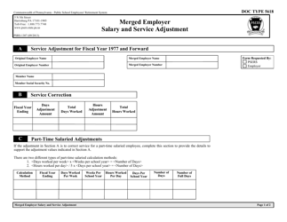 Form PSRS-1307 Merged Employer Salary and Service Adjustment - Pennsylvania, Page 4