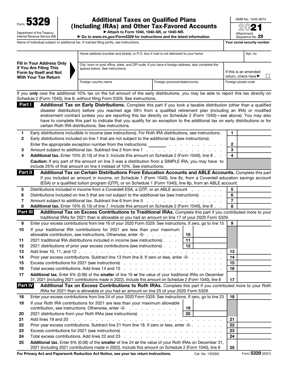 IRS Form 5329 Download Fillable PDF or Fill Online Additional Taxes on