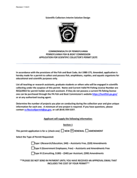Document preview: Application for Scientific Collector's Permit (Scp) - Pennsylvania
