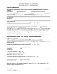 Crc Initial Intake and Orientation Form - Idaho, Page 2