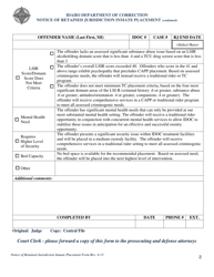 Notice of Retained Jurisdiction Inmate Placement - Idaho, Page 2