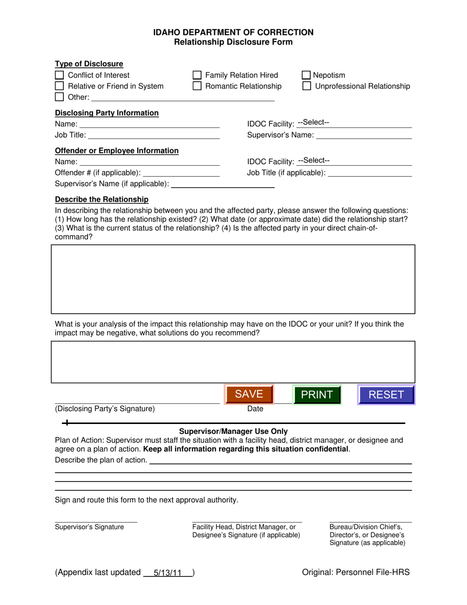 Relationship Disclosure Form - Idaho, Page 1