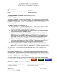 Form A &quot;Limited Service Memorandum of Agreement&quot; - Idaho